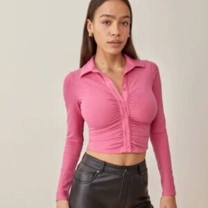 Reformation Elin Pink Knit Top